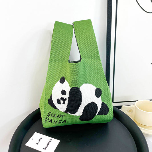 Panda Knitted Soft Woven Bag