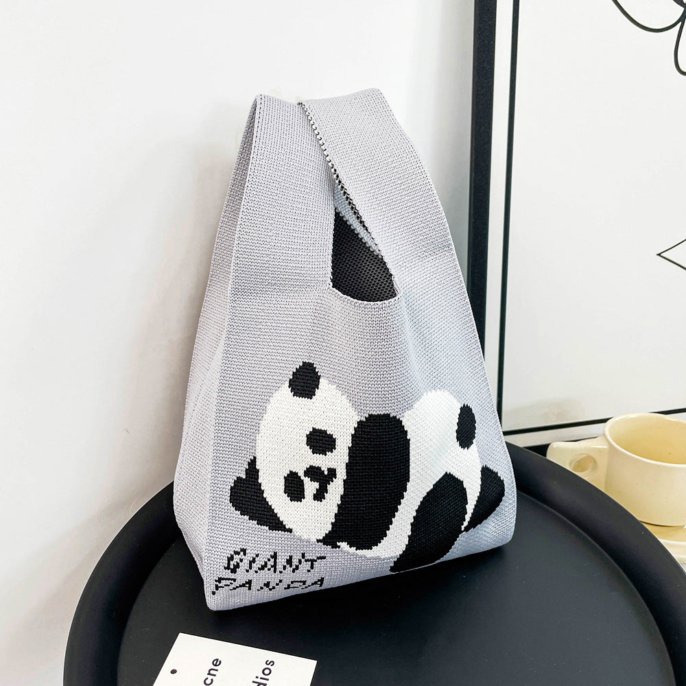 Panda Knitted Soft Woven Bag