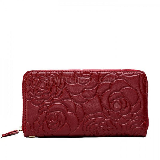 Embossed pattern ladies clutch bag