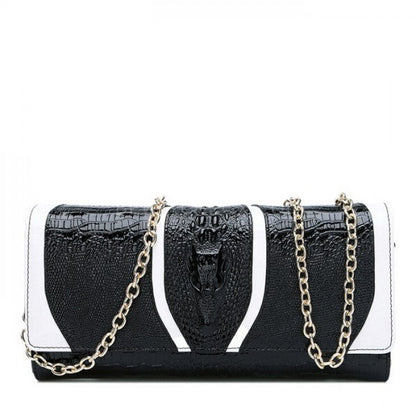 Crocodile pattern chain shoulder bag