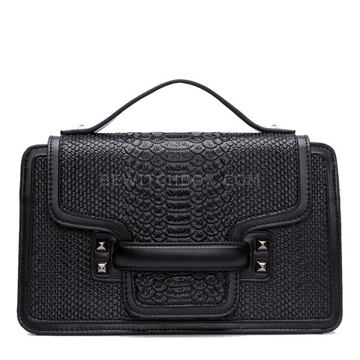 The crocodile grain handbag with printed